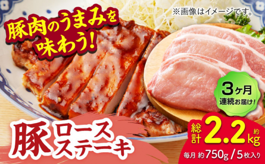 [3回定期便]豚ロースステーキ 約750g(約150g×5枚)[吉里精肉] 
