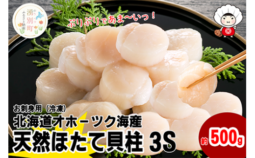 北海道オホーツク産 天然ホタテ貝柱大500g 帆立 ほたて 刺身 玉冷 海鮮 魚介 冷凍 国産 サロマ湖 オホーツク おほーつく 湧別町 北海道