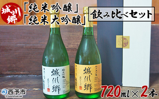 ＜日本酒 城川郷「純米吟醸」「純米大吟醸」飲み比べセット 720ml×2本＞ お酒 さけ ギフト 贈り物 贈答用 お祝い 御祝い 内祝い 家飲み 宅飲み お酒セット 乾杯 特産品 中城本家酒造 愛媛県 西予市【常温】『1か月以内に順次出荷予定』 1181916 - 愛媛県西予市