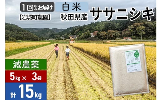 【白米】〈減農薬〉秋田県由利本荘市産 ササニシキ 15kg(5kg×3袋) 令和6年産 新鮮パック 低農薬 571536 - 秋田県由利本荘市