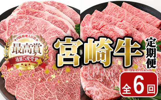 [全6回・定期便]宮崎牛定期便(ロースステーキ・600g、肩焼肉・400g、ももバラすき焼き・600g、ワンポンドステーキ・454g、ロースステーキ・600g、肩ロースすき焼き・400g)A4 A5 国産 牛肉 宮崎県産 黒毛和牛 国産 牛肉 宮崎県産 黒毛和牛[SJ011][日本ハムマーケティング株式会社]