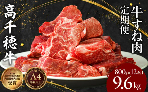 T-5【12ヶ月定期便】 高千穂牛 すね肉 400g×2パック×12回