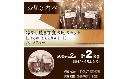 茨城県鉾田市のふるさと納税 しらとりの厳選【冷やし焼き芋】食べ比べセット（紅はるか＋シルクスイート）500g×各2袋