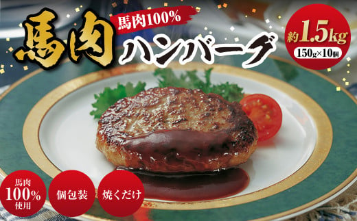 C39Z 馬肉ハンバーグ 約150g × 10個 計約 1.5kg 熊本 国産 馬肉 ハンバーグ 冷凍 1376455 - 熊本県上天草市