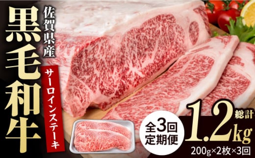 【3回定期便】佐賀県産 黒毛和牛 贅沢 サーロインステーキ 200g×2枚（計400g）【株式会社いろは精肉店】/黒毛和牛 和牛 牛肉 肉 お肉 贅沢 高級 ステーキ  [IAG099] 304914 - 佐賀県白石町