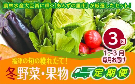 【3ヶ月定期便】穫れたて!冬野菜・果物定期便（1～3月）★あんずの里[G7005]