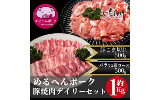 めるへんポーク　豚焼肉デイリーセット　1.1Kg (焼肉用500g、豚こま600g)【1489302】 1393185 - 富山県小矢部市