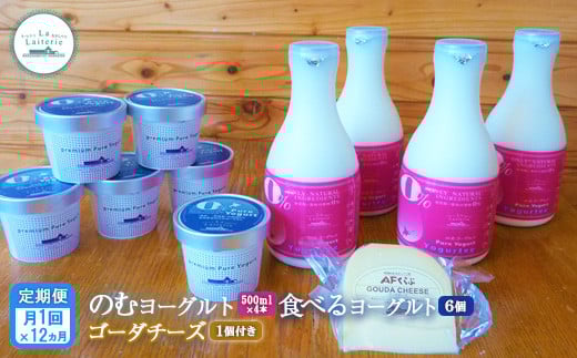 【定期便：全12回】のむヨーグルト 食べるヨーグルト ヨーグルト ゴーダチーズ チーズ 定期便 定期 12回 乳製品 健康 善玉菌 整腸免疫力アップ 朝食 スイーツ デザート ふるさと納税 北海道 中標津町 中標津【1106701】