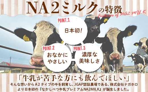 なかしべつ牛乳プレミアム NA2 MILK 1L×12本