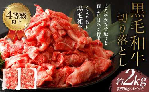 くまもと 黒毛和牛 切り落とし 約2kg 約500g×4パック 牛肉 和牛 肉 お肉 使い切り 小分け すき焼き 肉じゃが カレー