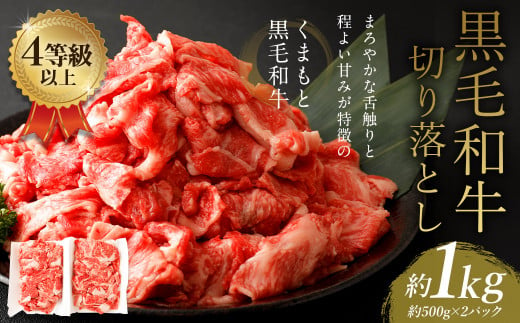 くまもと 黒毛和牛 切り落とし 約1kg 約500g×2パック 牛肉 和牛 肉 お肉 使い切り 小分け すき焼き 肉じゃが カレー