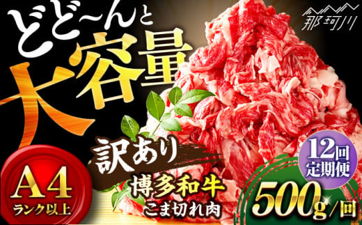 【全12回定期便】【和牛の旨味を堪能！】博多和牛切り落とし500g＜株式会社MEAT PLUS＞那珂川市 [GBW030]