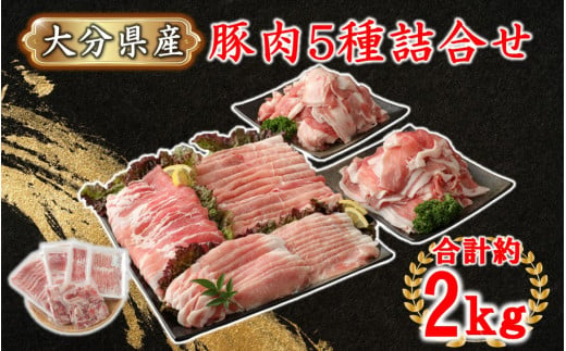 普段使いに便利なパック分け！大分県産豚肉5種詰合せ 合計約2kg_2445R