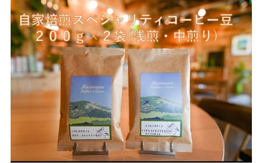 スペシャルティコーヒー豆200g×2種 (浅煎り・中煎り)