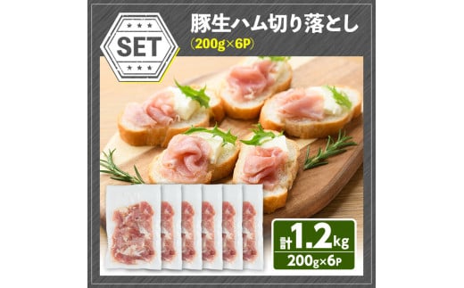 大分県宇佐市のふるさと納税 大分県産豚生ハム切り落としセット(計1.2kg・200g×6P)国産 豚肉 生ハム 切り落とし おつまみ サラダ パーティー 大分県産 セット【102000100】【サンセイ　安心院ソーセージ】