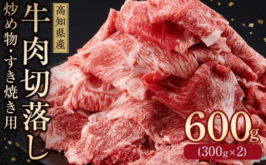 高知県産 牛肉切り落とし 炒め物・すき焼き用 約600g[小分け 約300g×2]|山重食肉