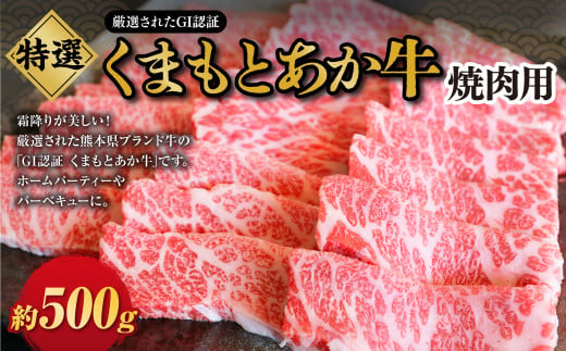 G21Q 厳選されたGI認証 くまもとあか牛 特選焼肉用 約500g お肉 肉 牛肉 ブランド牛 あか牛 赤牛 焼き肉 焼肉 BBQ バーベキュー 冷凍 国産 九州産 熊本県 上天草市 1414972 - 熊本県上天草市