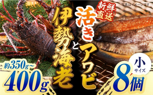 【日付指定必須】【配送エリア限定】五島産養殖活きアワビ 8個 と 伊勢えび（約350g～400g）セット あわび 鮑 イセエビ 海老 五島市 /（有）都工業 [PEX005] 1397584 - 長崎県五島市