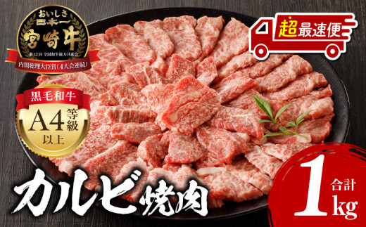 【超最速便】宮崎牛カルビ焼肉 (500g×2) 合計1kg_M243-010-1W 1397994 - 宮崎県宮崎市