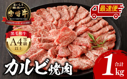 【最速便】宮崎牛 カルビ焼肉 (500g×2) 合計1kg_M243-010-2W 1318329 - 宮崎県宮崎市