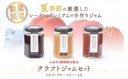 浜田市の季節の旬の果物を使ったクラフトジャムセット【限定】（イチゴ・ブルーベリー・もも） 加工品 果物 フルーツ ジャム ギフト 自家製 国産 有機砂糖 イチゴ ブルーベリー もも パン ヨーグルト ドレッシング セット 詰め合わせ 【187_1953】