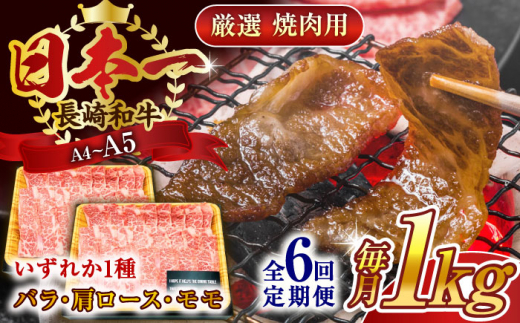 【全6回定期便】【A4～A5】長崎和牛焼肉用　1kg（500g×2p）【株式会社 MEAT PLUS】 [QBS037] 1413884 - 長崎県佐々町