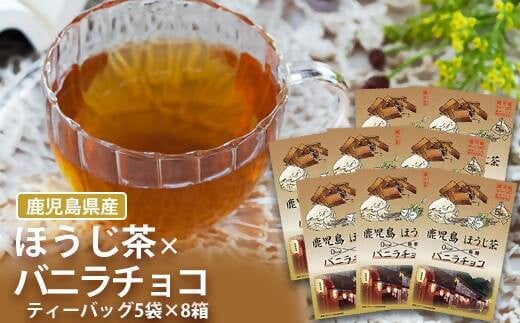 AS-084 鹿児島茶フレーバーティー【ほうじ茶】バニラチョコ8箱 1416824 - 鹿児島県薩摩川内市