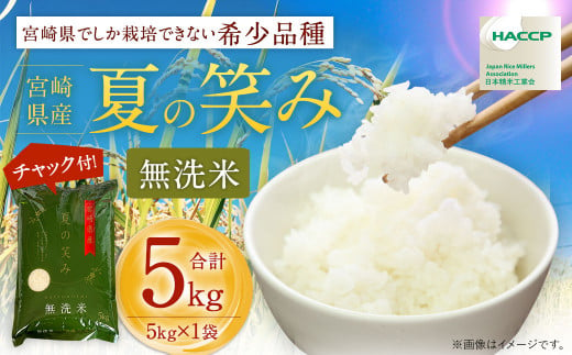 [令和6年産 宮崎県産 夏の笑み(無洗米)5kg]翌月末迄に順次出荷 米 夏の笑み 無洗米 精米 希少 品種 白米 お米 ご飯 宮崎県産