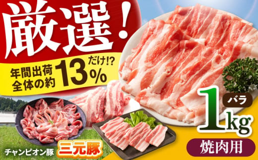 【焼肉用】三重県 亀山市 豚肉 バラ 1kg 小林ファームが愛情こめて育てた三元豚 亀山市/小林ファーム 冷蔵 豚バラ 送料無料 [AMAB002-1] 605299 - 三重県亀山市