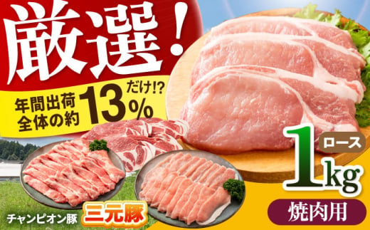 【焼肉用】三重県 亀山市 豚肉 ロース 1kg 小林ファームが愛情こめて育てた三元豚 亀山市/小林ファーム 冷蔵 ロース 送料無料 [AMAB003-2] 605296 - 三重県亀山市