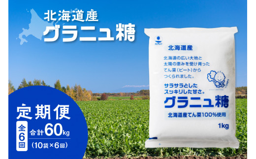 【6回定期便】ホクレンのグラニュ糖1kg×10袋 _S012-0018 1400661 - 北海道清水町
