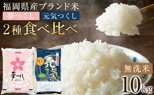 ＜令和7年産＞福岡県産米食べ比べ＜無洗米＞「夢つくし」と「元気つくし」セット　計10kg 【米 ブランド米 ブランド 白米 無洗米 元気つくし 夢つくし 令和7年産 家庭用  お取り寄せ お土産 福岡県産 取り寄せ グルメ 福岡県 筑前町 CE060】