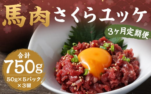 [3ヶ月定期便] 馬肉 さくら ユッケ 約250g(50g×5パック) 計約750g 馬肉 赤身 馬刺し 馬刺 馬ユッケ 熊本馬刺し 小分け カット 定期便