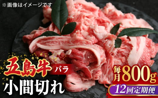 【全12回定期便】【希少で上品なお肉をご家庭で！】五島牛 バラ 小間切れ 2パック（800g）切り落とし 4～5人前【ごとう農業協同組合】 [RAT014]