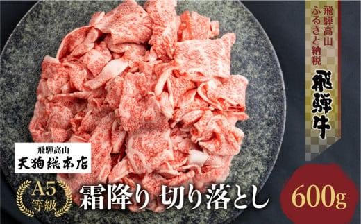 A5飛騨牛霜降 切り落とし 600g 日付指定不可 ブランド牛 雌牛 5等級 A5ランク 切落し 薄切り 熨斗 のし 天狗総本店 飛騨高山 BP026VP