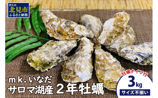 [予約:2024年11月上旬から順次発送]サロマ湖産 殻付き2年牡蠣 3kg サイズ不揃い ※牡蠣ナイフ付 ( カキ かき 3キロ 魚介 海鮮 貝 ふるさと納税 BBQ バーベキュー )[113-0009]