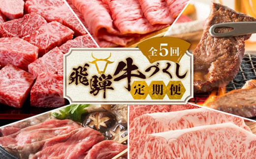 【7月開始】定期便 飛騨牛づくし 全5回 ( すき焼き / ステーキ / 焼肉 / しゃぶしゃぶ ) 計2.1kg | 肉 5ヶ月 牛肉 豚肉 お楽しみ 食べ比べ サーロイン サイコロ 赤身 A5等級 和牛 黒毛和牛 岐阜 高山 BBQ 人気 おすすめ ZZ005VC07 1214479 - 岐阜県高山市
