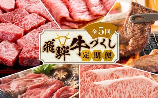 【6月開始】定期便 飛騨牛づくし 全5回 ( すき焼き / ステーキ / 焼肉 / しゃぶしゃぶ ) 計2.1kg | 肉 5ヶ月 牛肉 豚肉 お楽しみ 食べ比べ サーロイン サイコロ 赤身 A5等級 和牛 黒毛和牛 岐阜 高山 BBQ 人気 おすすめ ZZ005VC06 1214478 - 岐阜県高山市