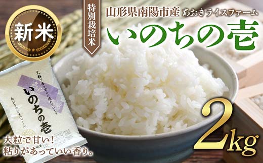 [令和6年産 新米 先行予約] [金賞受賞農家] 特別栽培米 いのちの壱 2kg [令和6年10月中旬〜発送] 『あおきライスファーム』 山形南陽産 米 白米 精米 ご飯 農家直送 山形県 南陽市 [1595-R6]