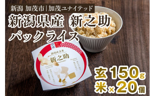 新潟県産 新之助 玄米パックライス（150g×20個入） 新潟産米 自宅で簡単 パックごはん 時短 贈り物にも ブランド米 加茂市 加茂ユナイテッド 1415092 - 新潟県加茂市