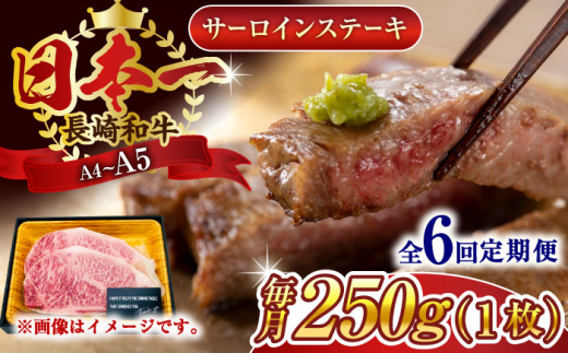 【全6回定期便】【A4～A5】長崎和牛サーロインステーキ　250g（250g×1枚）【株式会社 MEAT PLUS】 [QBS070] 1413917 - 長崎県佐々町