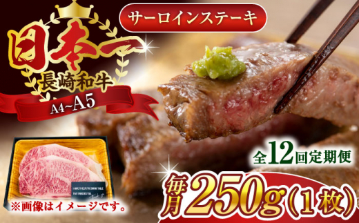 【全12回定期便】【A4～A5】長崎和牛サーロインステーキ　250g（250g×1枚）【株式会社 MEAT PLUS】 [QBS071] 1413918 - 長崎県佐々町