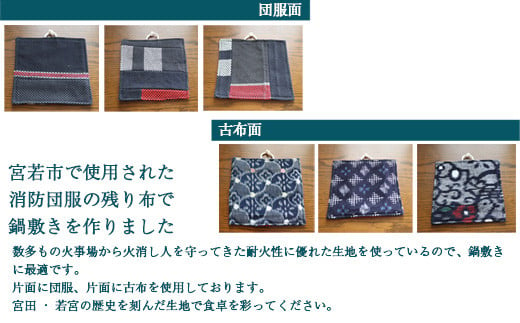 団服を使用した鍋敷き 高さ約16cm-幅約16cm