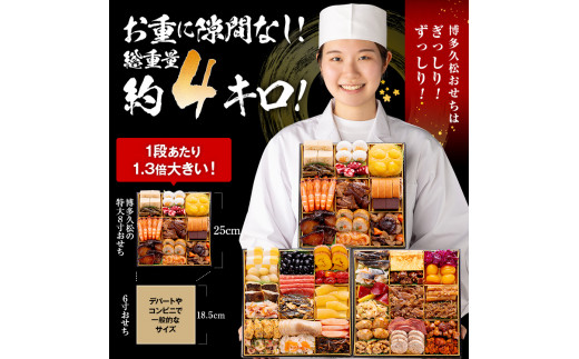 福岡県粕屋町のふるさと納税 和洋折衷本格豪華おせち 博多錦（特大8寸3段重、47品、4～5人前） BP052