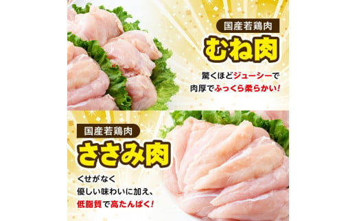 鹿児島県東串良町のふるさと納税 【0124803a-2501】＜2025年1月発送予定＞国産若鶏肉ヘルシーセット(合計6kg・ムネ、ささみ、肩小肉) 鶏肉 鳥肉 とり肉 むね肉 おかず 小分け 国産【エビス】