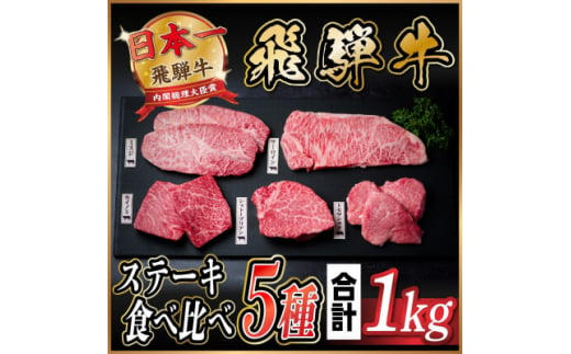 飛騨牛　ステーキ5種食べ比べセット　計1kg【1530558】 1417385 - 岐阜県羽島市