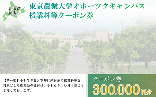 東京農業大学オホーツクキャンパス授業料等300,000円分クーポン券 【 ふるさと納税 人気 おすすめ ランキング 授業料等 大学 東京農業大学 東農大 東京農業 オホーツク キャンパス クーポン 券 学生 北海道 網走市 】 ABBD010