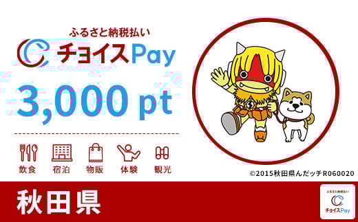 秋田県チョイスPay 3,000pt（1pt＝1円）
