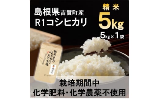 ＜栽培期間中化学肥料・化学農薬不使用＞令和6年産R1米コシヒカリ5kg(精米)【1448692】 1084545 - 島根県吉賀町