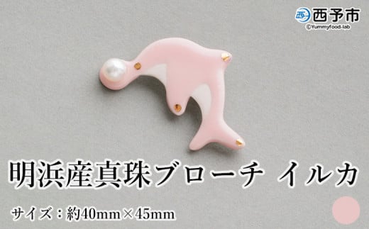 保証書付[明浜産 真珠ブローチ イルカ(桃色)] 8.0〜8.5mm 純国産 高品質 アコヤ真珠 宇和海 パール アクセサリー ピンク 陶器 ファッション レディース 小物 女性 誕生日 記念日 佐藤真珠 cosmic 愛媛県 西予市[常温]